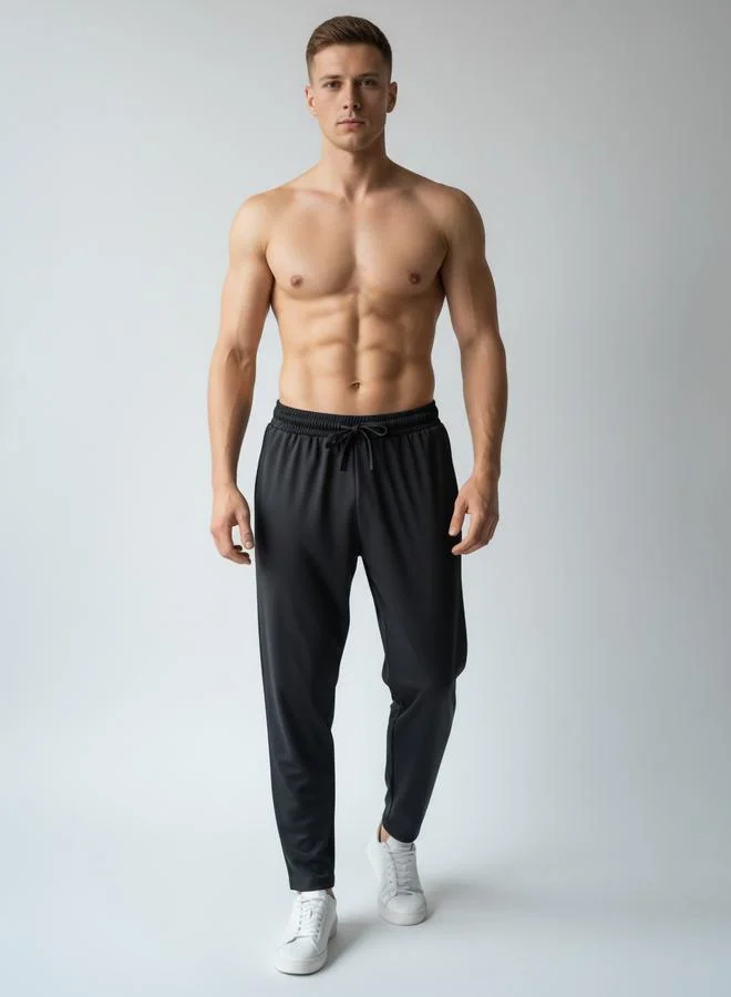 Clans&Hans Men Black Plain Lycra Track Pants